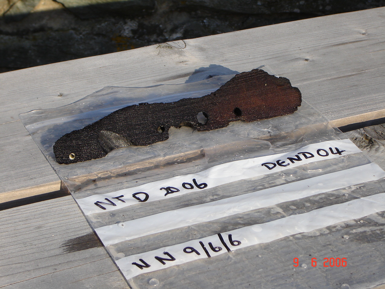 Example of a wedge sample removed from one of the main frames 